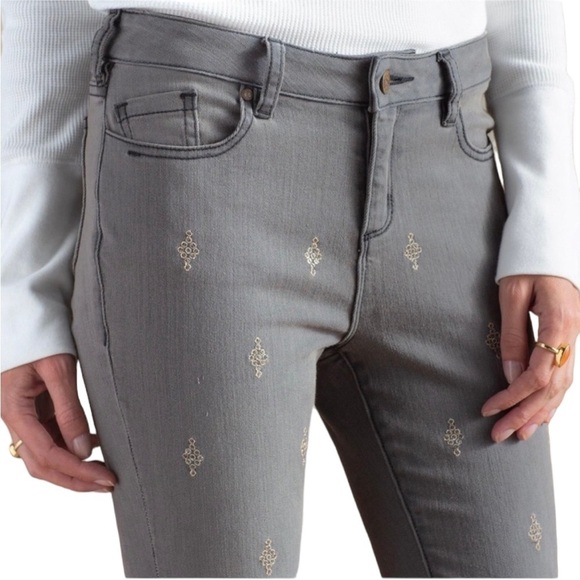 Sundance Primrose Party Gray Embellished Jeans Slim Fit Sequins Sz 29 - Picture 3 of 14